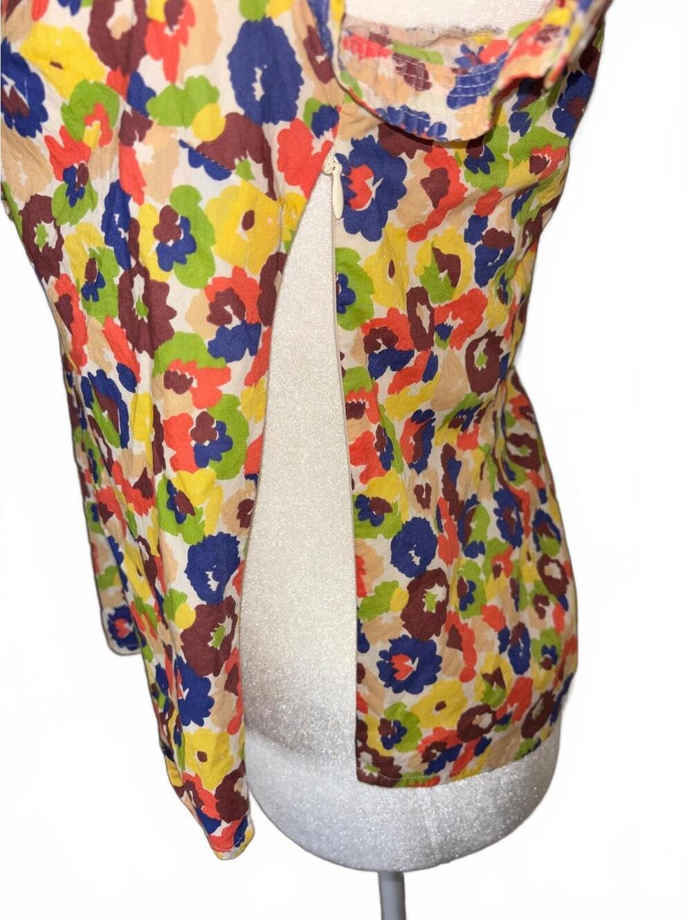 LOFT Vibrant Multicolored Floral Short sleeve Ruffle Blouse - Picture 6 of 8